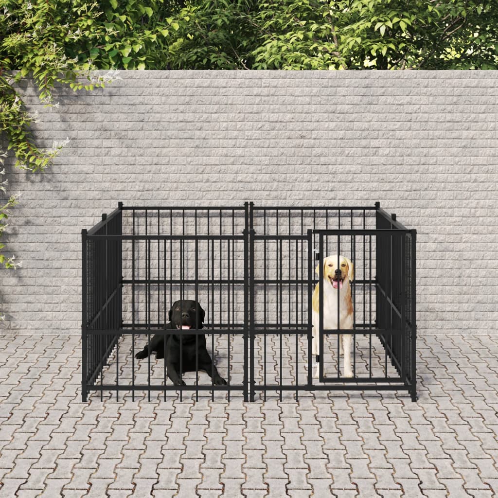 vidaXL Kojec zewnętrzny dla psa, stalowy, 3,75 m²