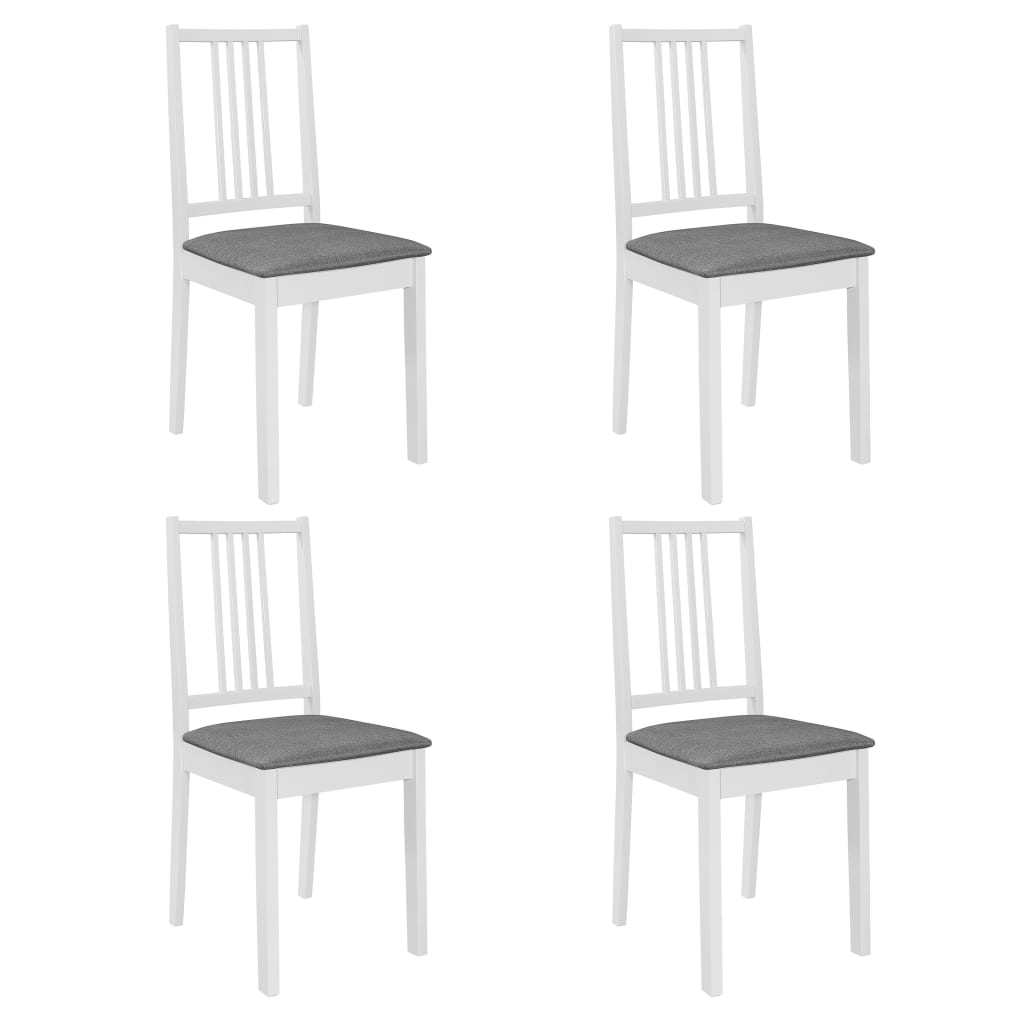 vidaXL Krzesła z poduszkami, 4 szt., białe, lite drewno
