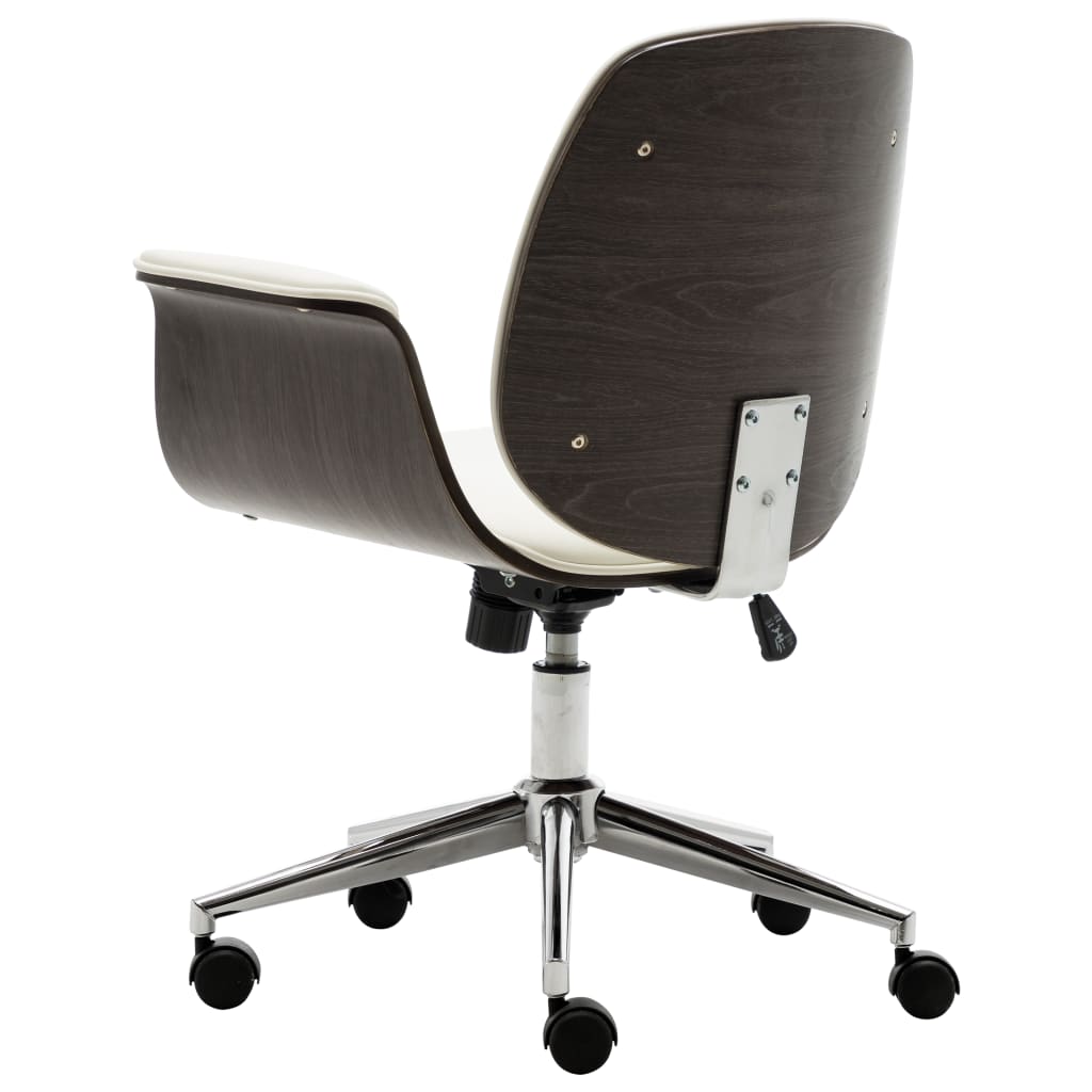 vidaXL Krzesło biurowe, białe, gięte drewno i sztuczna skóra