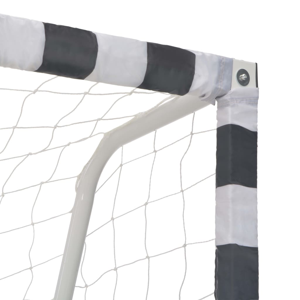 vidaXL Bramka do piłki nożnej, 300x200x90 cm, metalowa, czarno-biała
