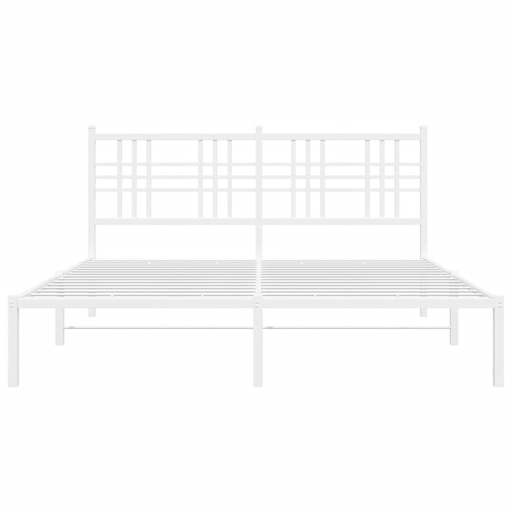 vidaXL Metalowa rama łóżka z wezgłowiem, biała, 150x200 cm
