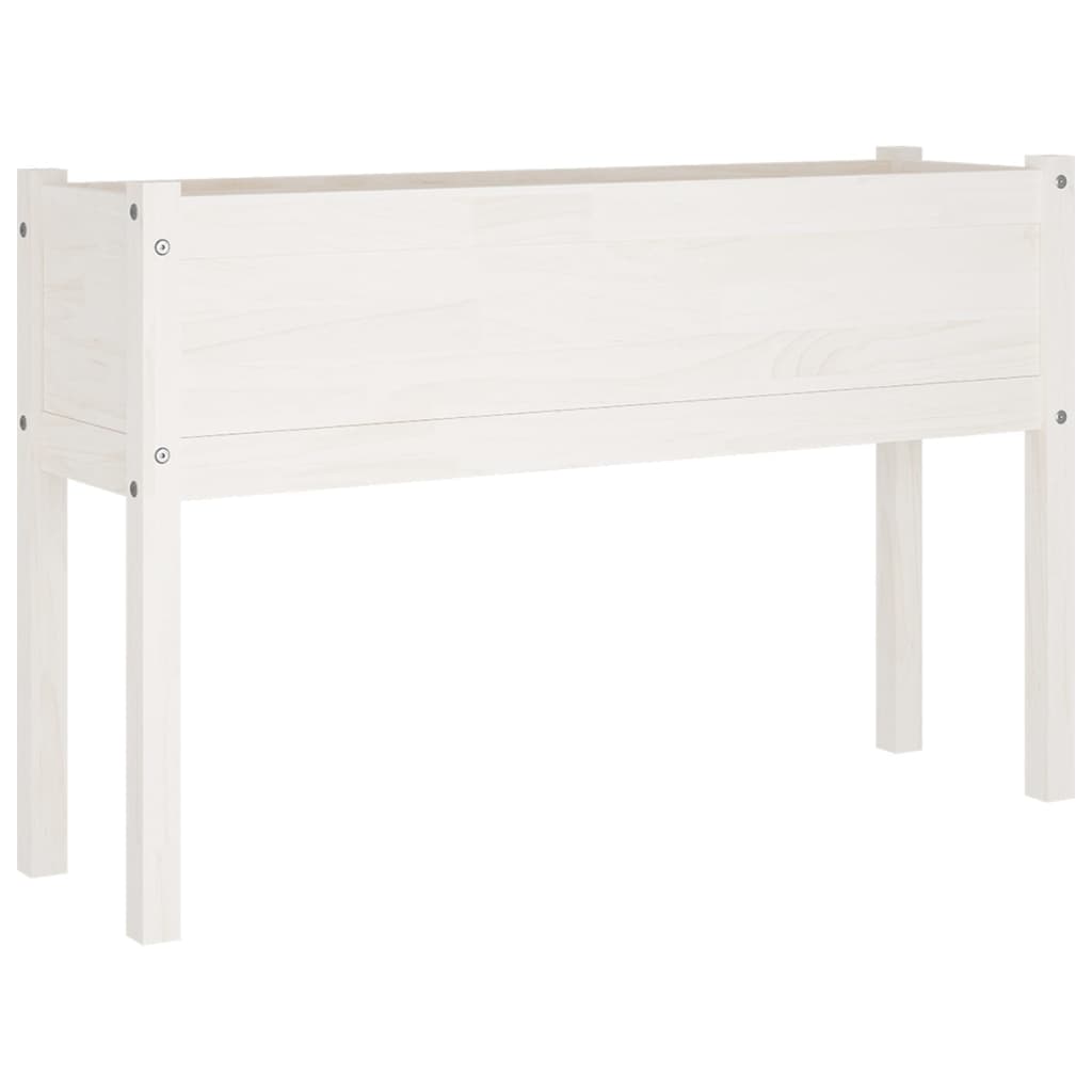 vidaXL Donica ogrodowa, biała, 110x31x70 cm, lite drewno sosnowe