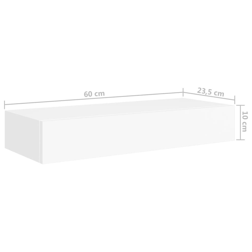 vidaXL Półki ścienne z szufladą, 2 szt., białe, 60 x 23,5 x 10 cm, MDF