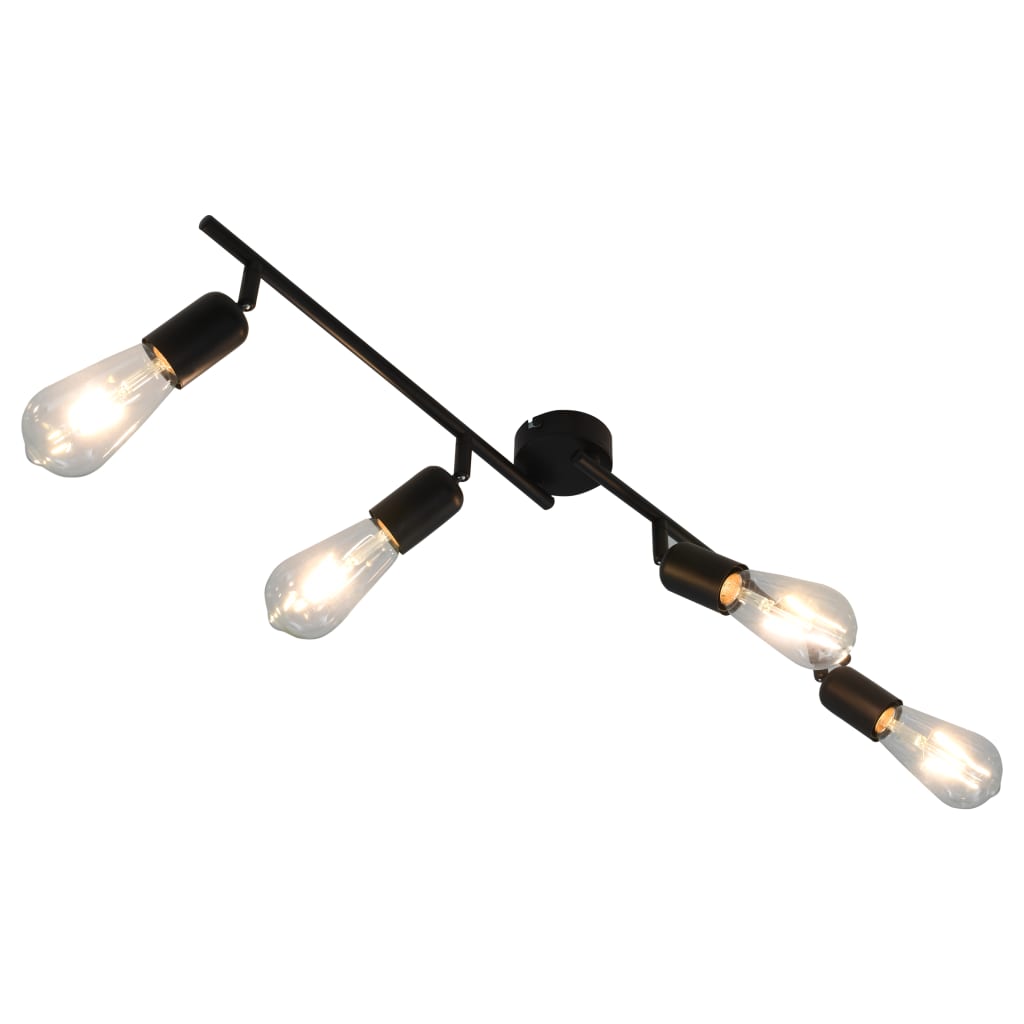 vidaXL Lampa z 4 reflektorami, czarna, 60 cm, E27