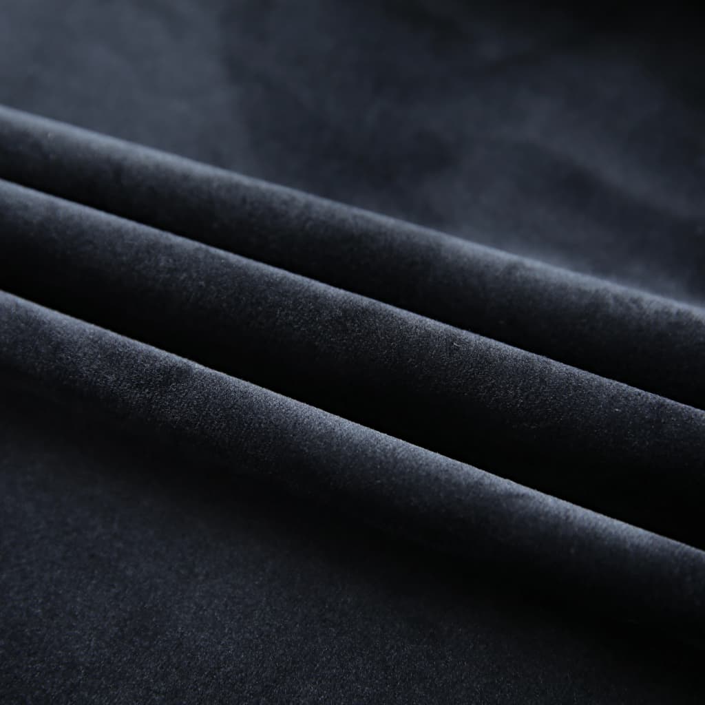 vidaXL Zasłona zaciemniająca z haczykami, aksamit, czarna, 290x245 cm