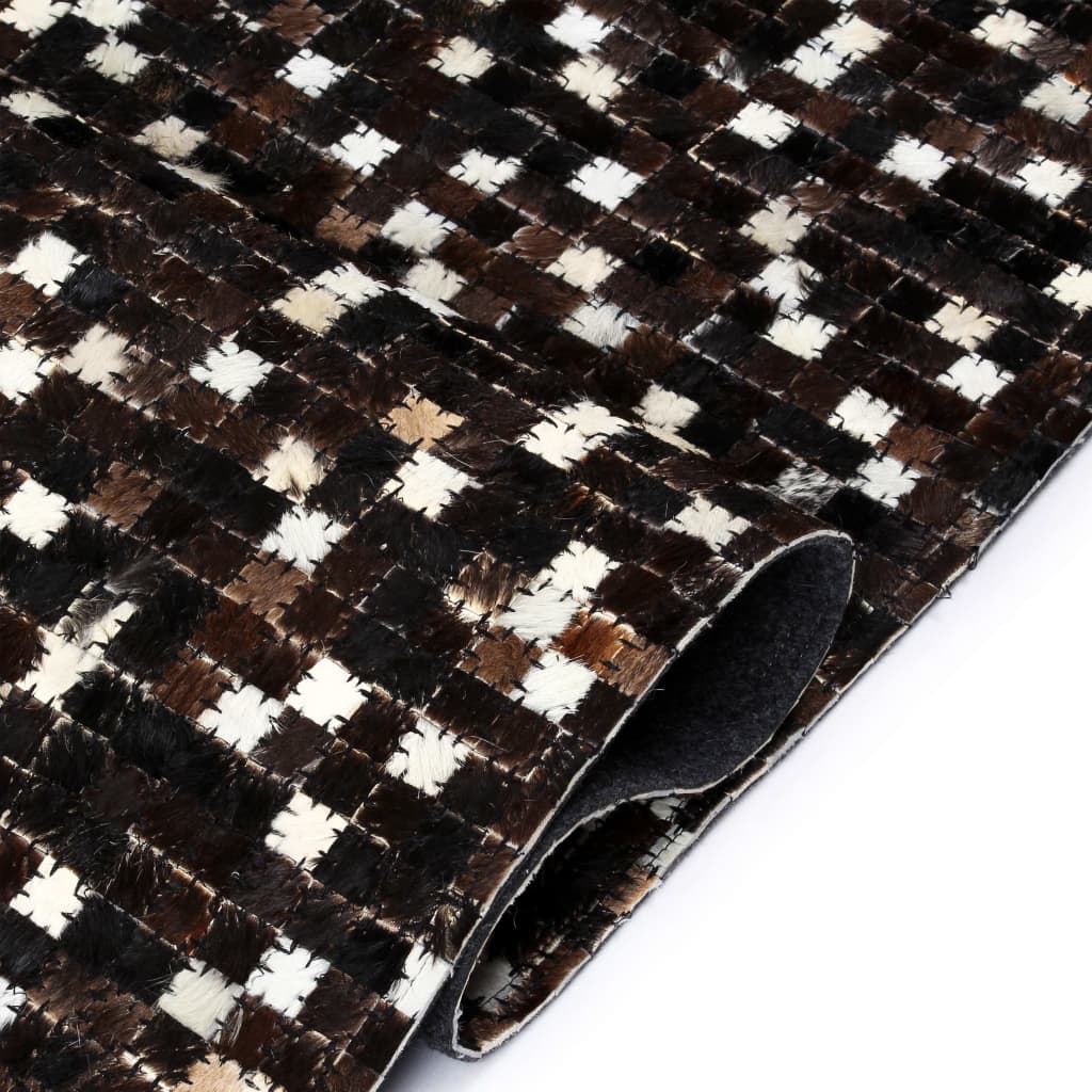 vidaXL Patchworkowy dywan ze skóry bydlęcej, 120x170 cm, czarno-biały