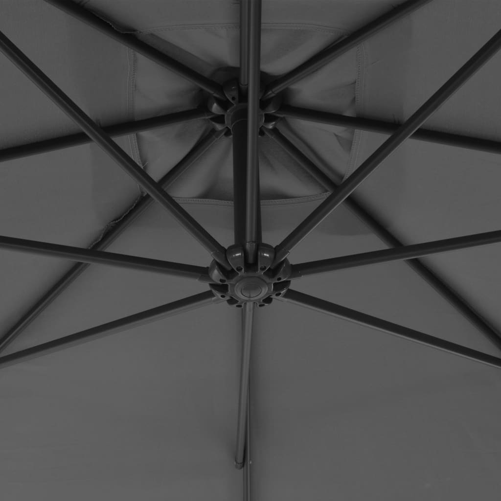 vidaXL Parasol wiszący ze stalowym słupkiem, 250 x 250 cm, antracytowy