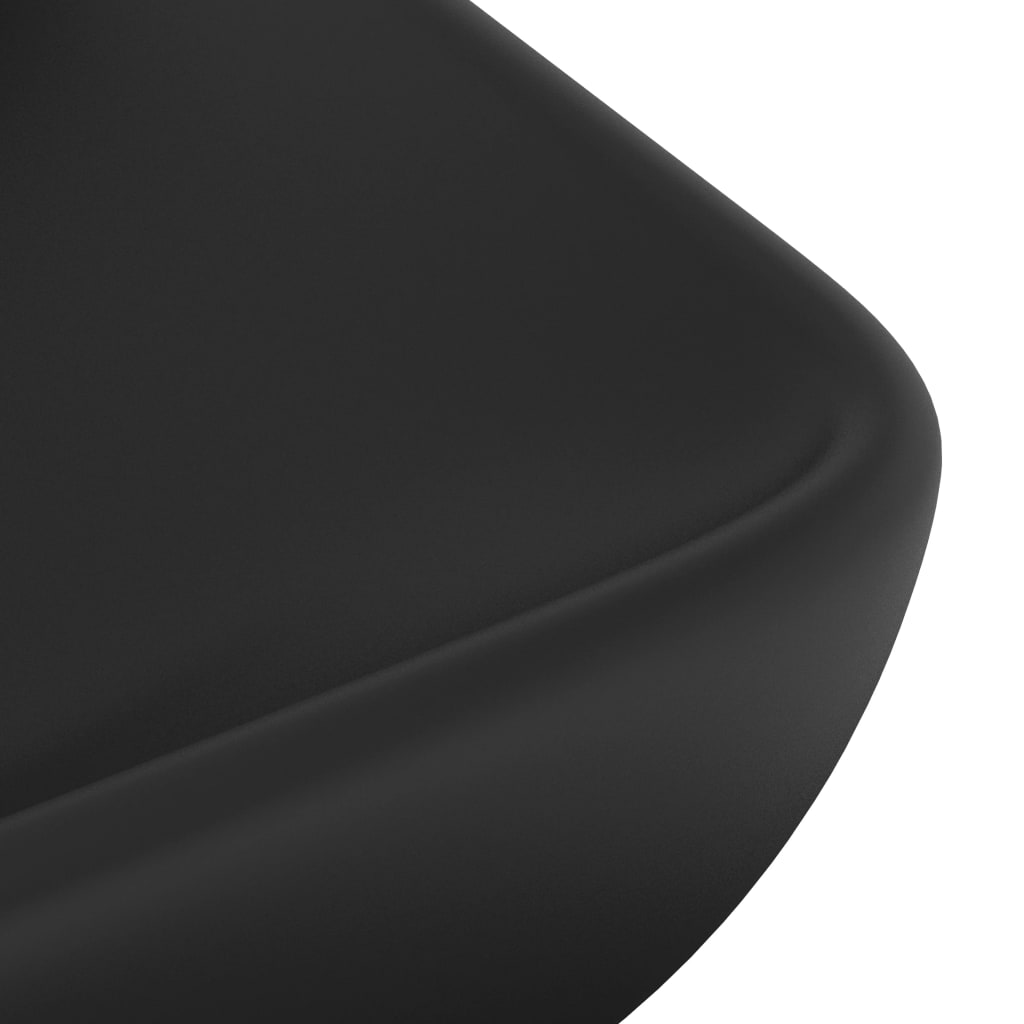 vidaXL Umywalka prostokątna, matowa czerń, 71x38 cm, ceramiczna