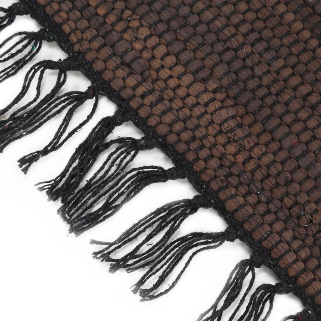 vidaXL Ręcznie tkany dywanik Chindi, bawełna, 200x290 cm, brązowy