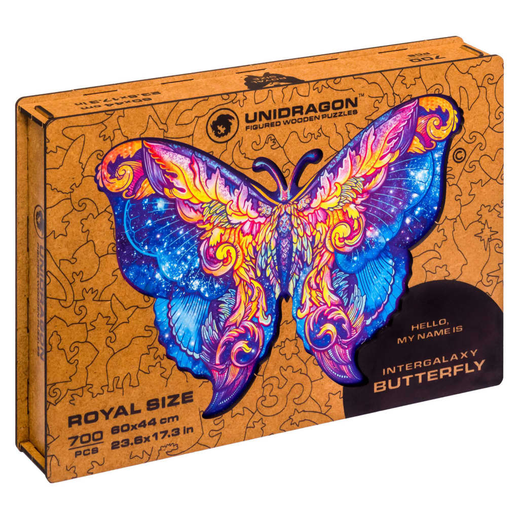 UNIDRAGON 700-cz., drewniane puzzle Intergalaxy Butterfly, 60x44 cm