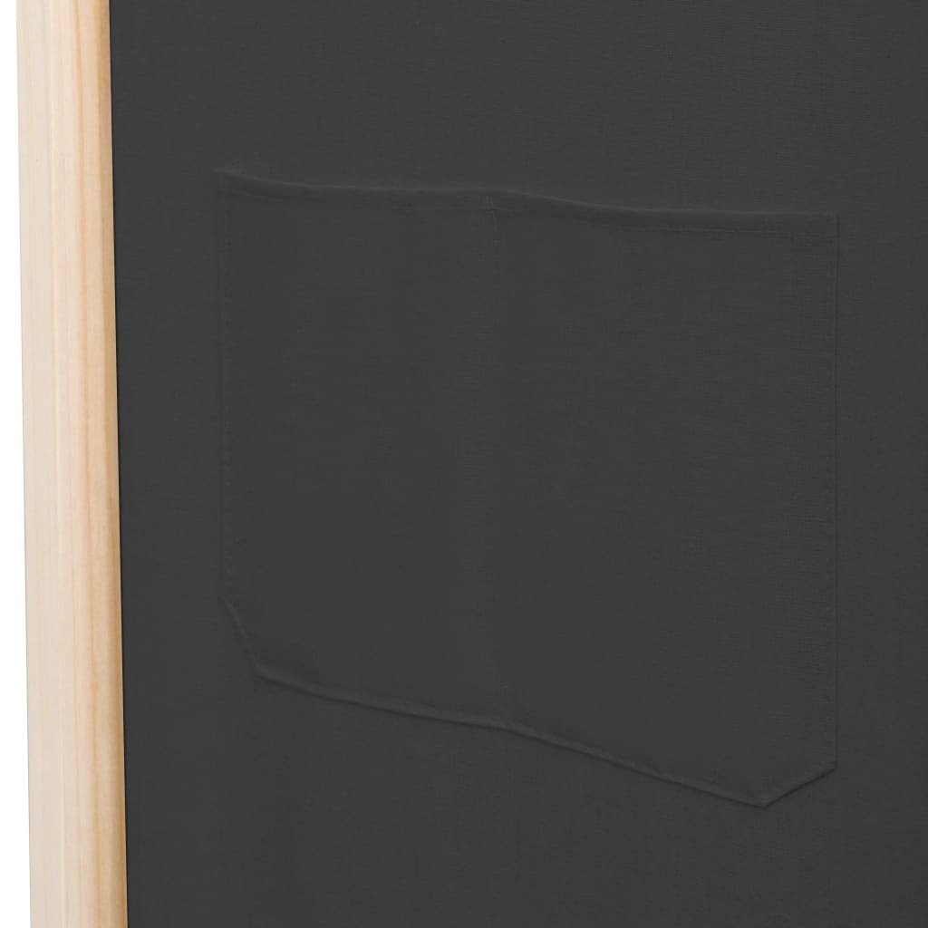 vidaXL Parawan 5-panelowy, szary, 200 x 170 x 4 cm, tkanina