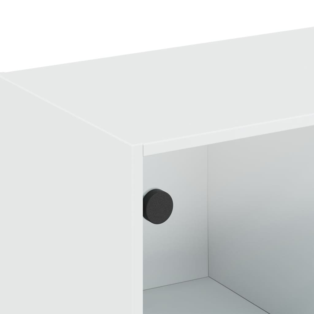 vidaXL Szafka wisząca ze szklanymi drzwiami, biała, 102x37x35 cm