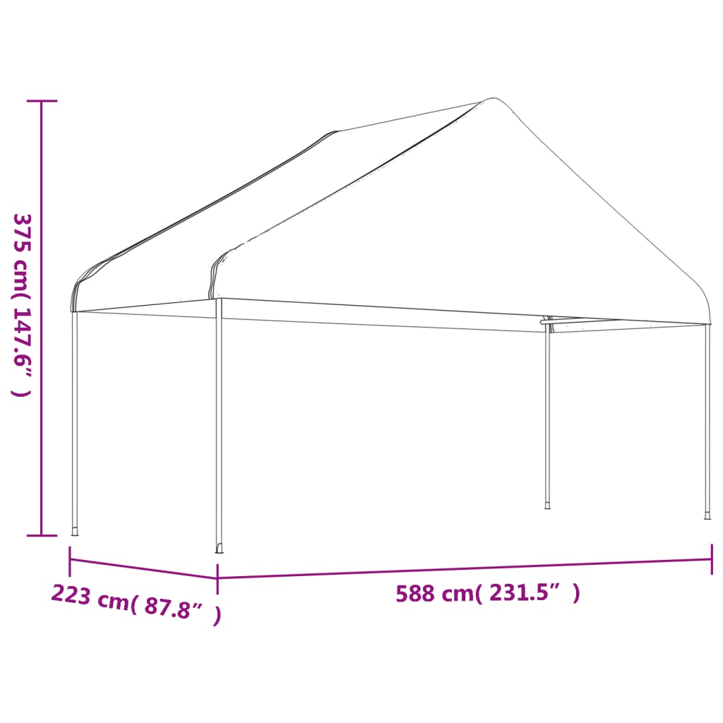 vidaXL Namiot ogrodowy z dachem, biały, 4,46x5,88x3,75 m, polietylen