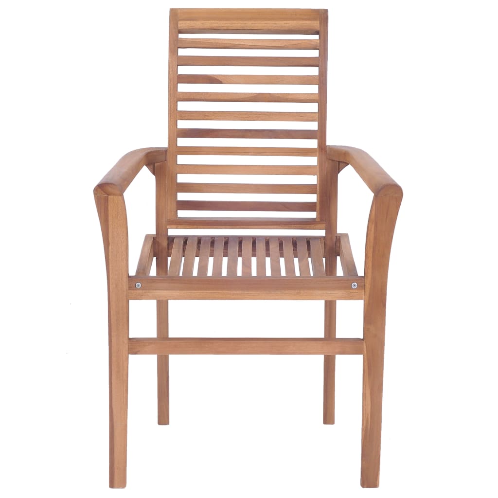 vidaXL Krzesła stołowe, 4 szt., zielone poduszki, drewno tekowe