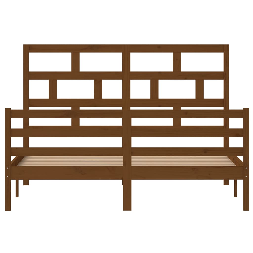 vidaXL Rama łóżka, brąz, lite drewno, 150x200 cm, 5FT, King Size