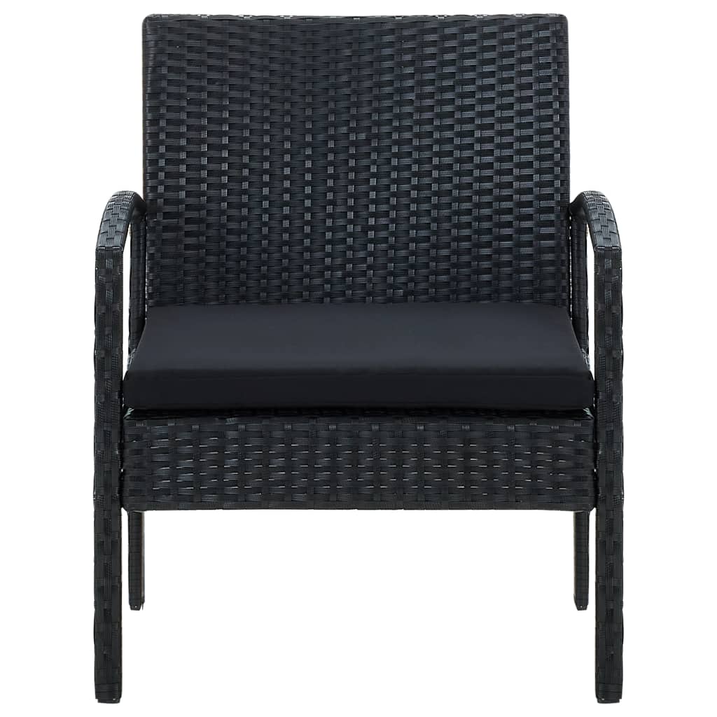 vidaXL Krzesło ogrodowe z poduszką, polirattan, czarne