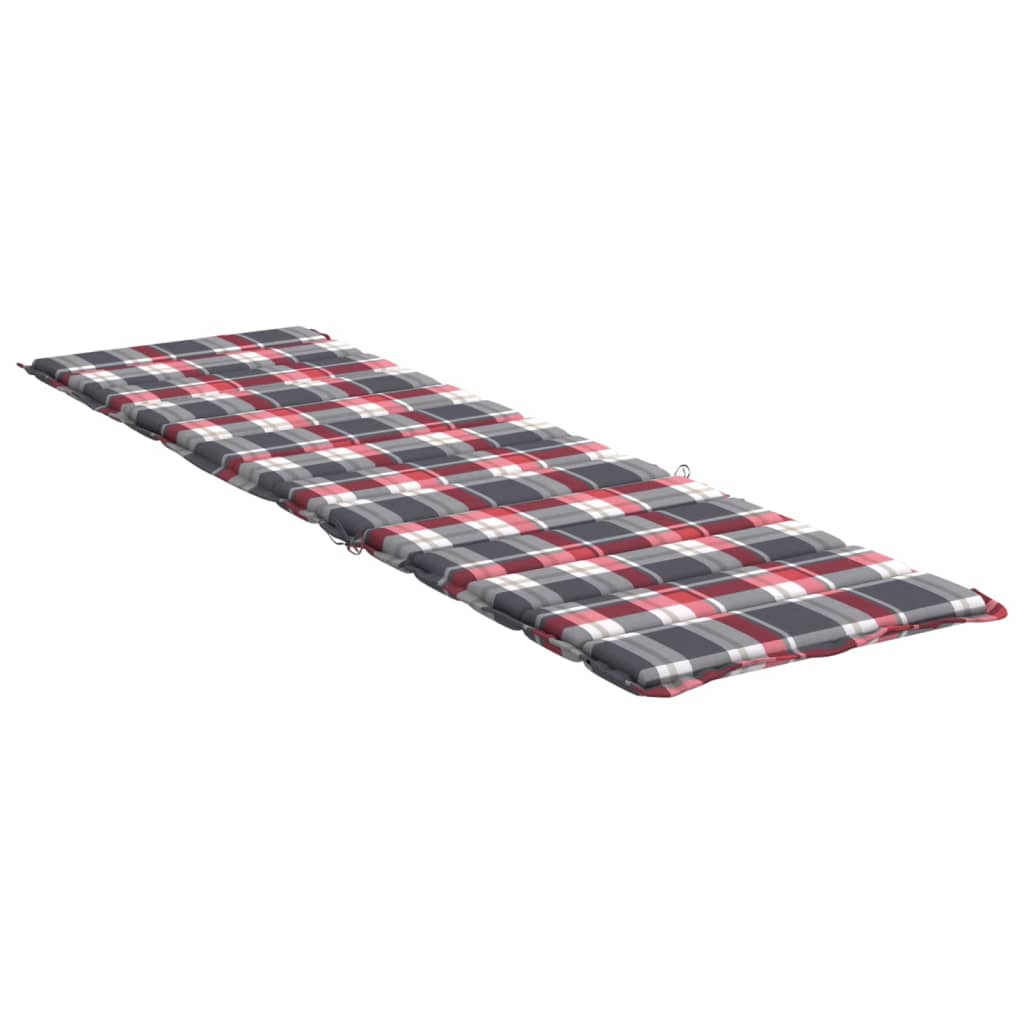 vidaXL Poduszka na leżak, czerwona krata, 200x60x3 cm, tkanina Oxford