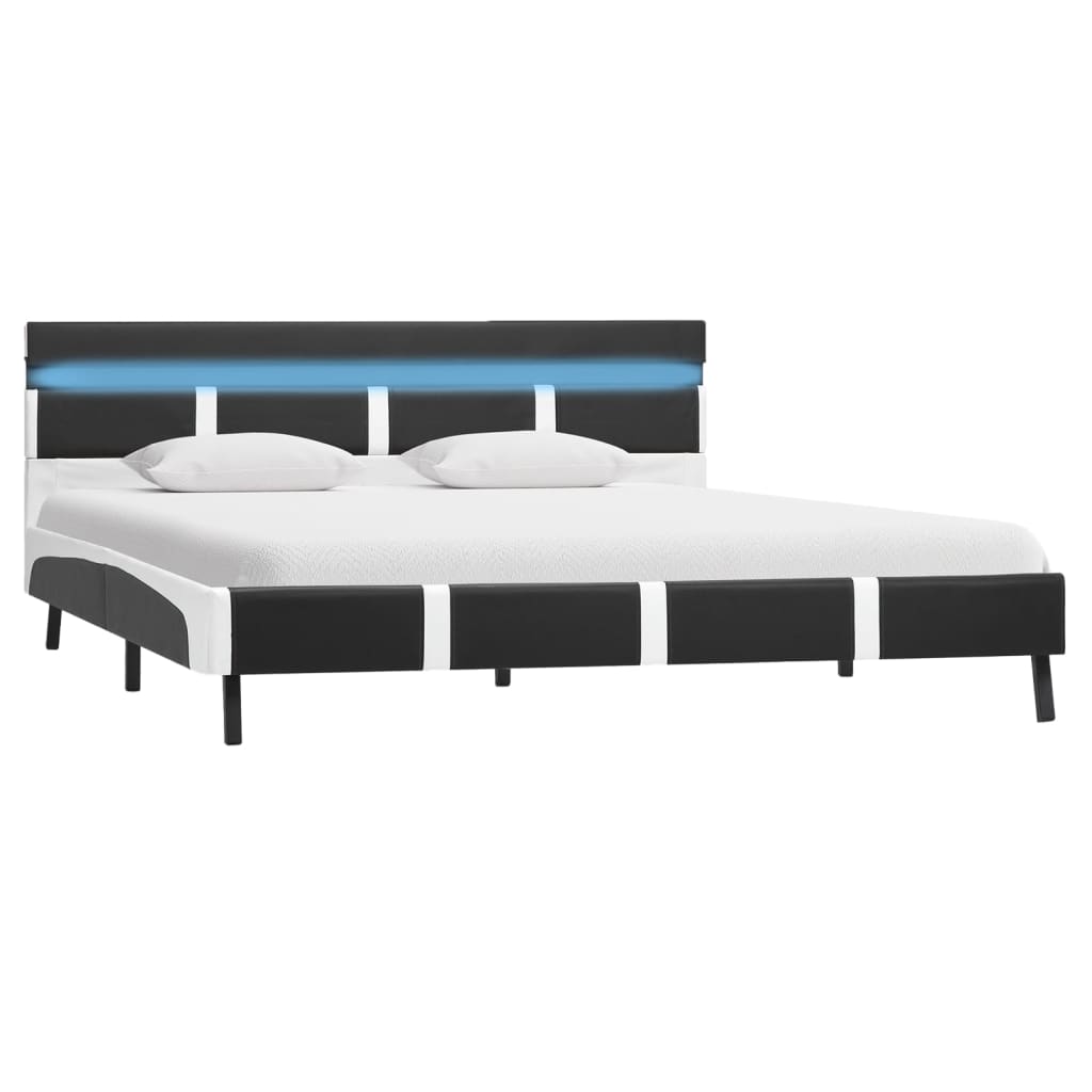 vidaXL Rama łóżka z LED, szara, sztuczna skóra, 120 x 200 cm