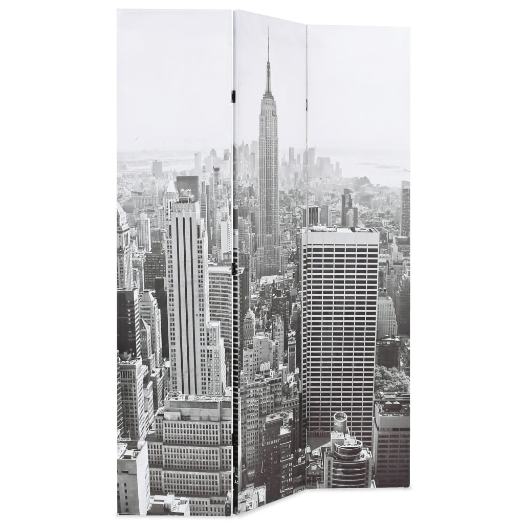 vidaXL Składany parawan, 120x170 cm, Nowy Jork za dnia, czarno-biały