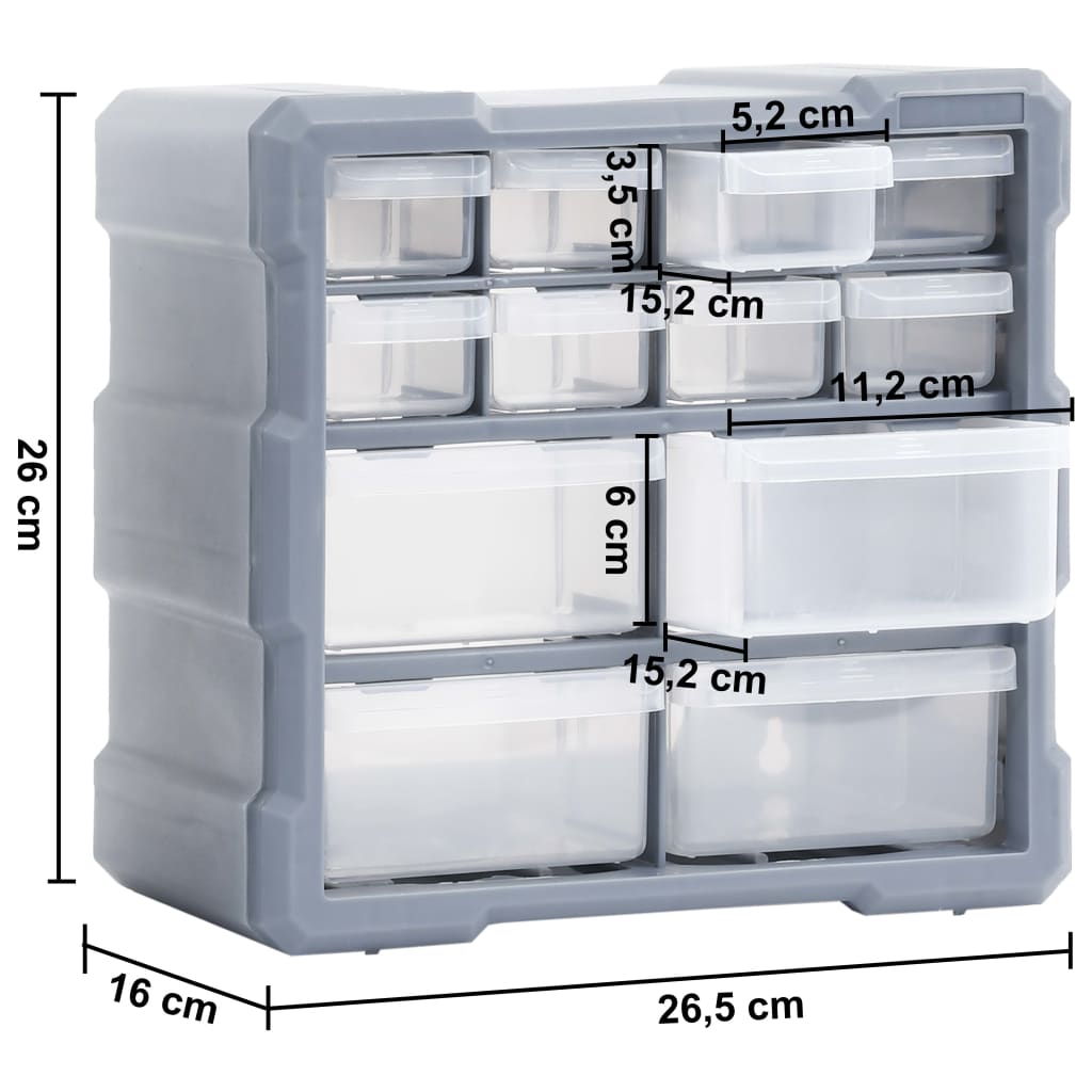 vidaXL Organizery z 12 szufladkami, 2 szt, 26,5x16x26 cm