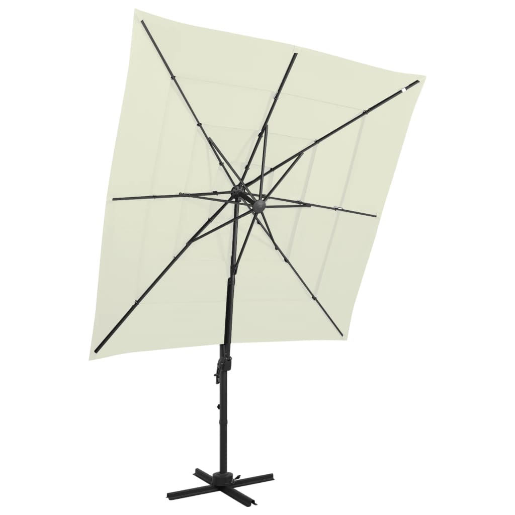vidaXL 4-poziomowy parasol na aluminiowym słupku, piaskowy, 250x250 cm