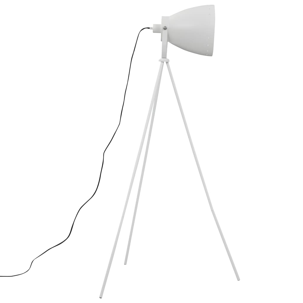vidaXL Lampa podłogowa na trójnogu, metalowa, biała, E27