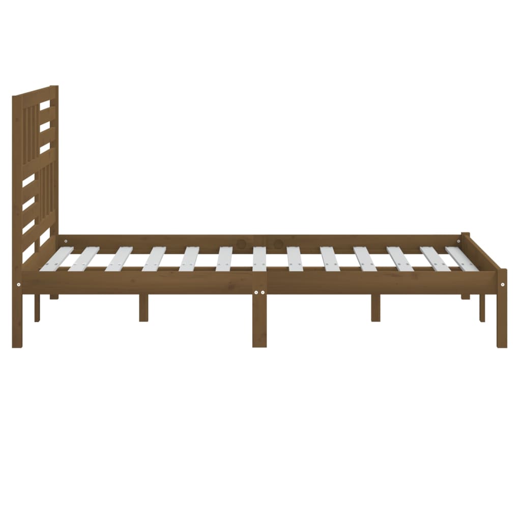 vidaXL Rama łóżka, lite drewno, brązowa, 135x190 cm, 4FT6, podwójna