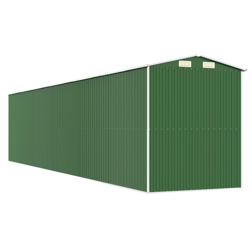 vidaXL Szopa ogrodowa, zielona, 192x938x223 cm, stal galwanizowana