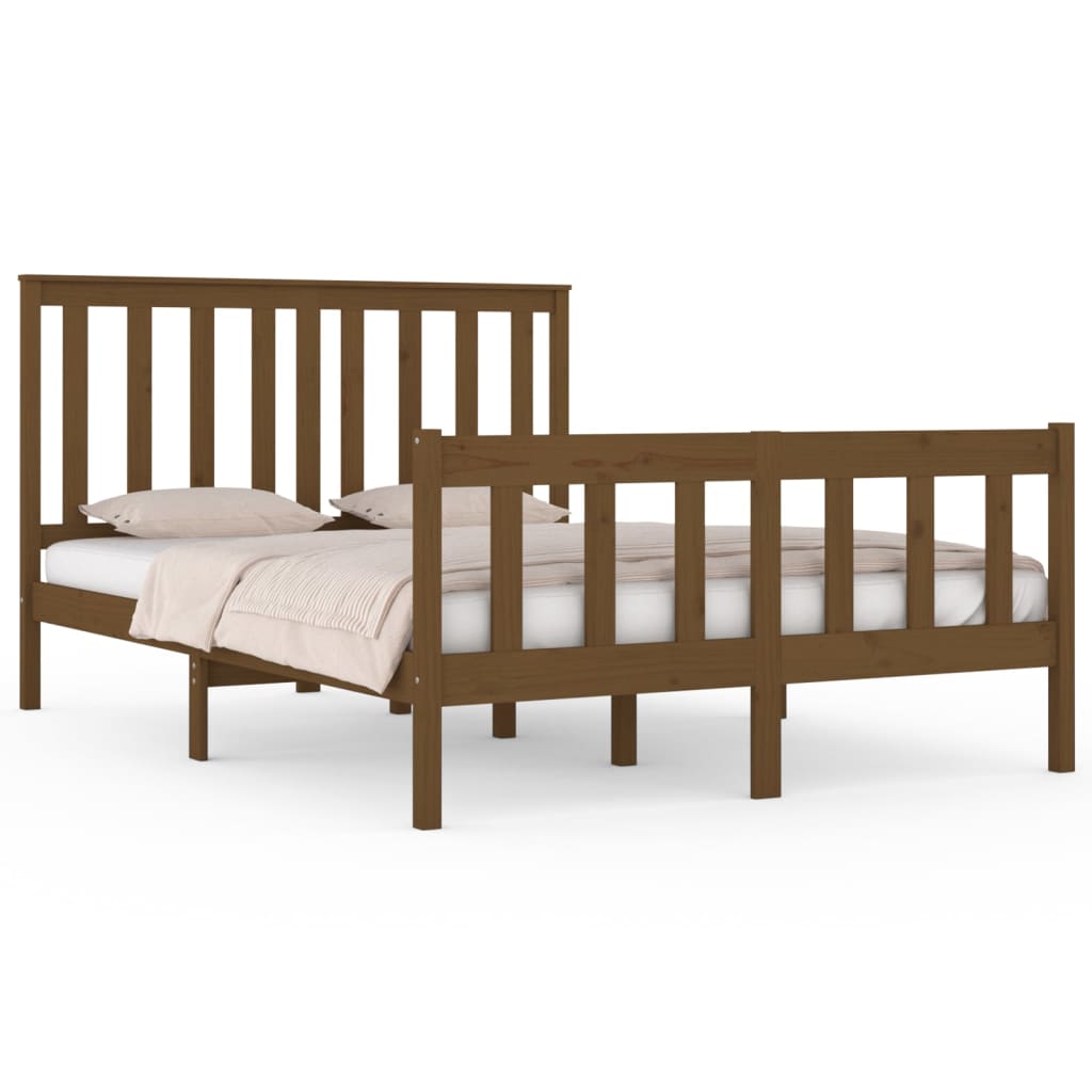 vidaXL Rama łóżka, miodowy brąz, drewno sosnowe, 135x190 cm, podwójna