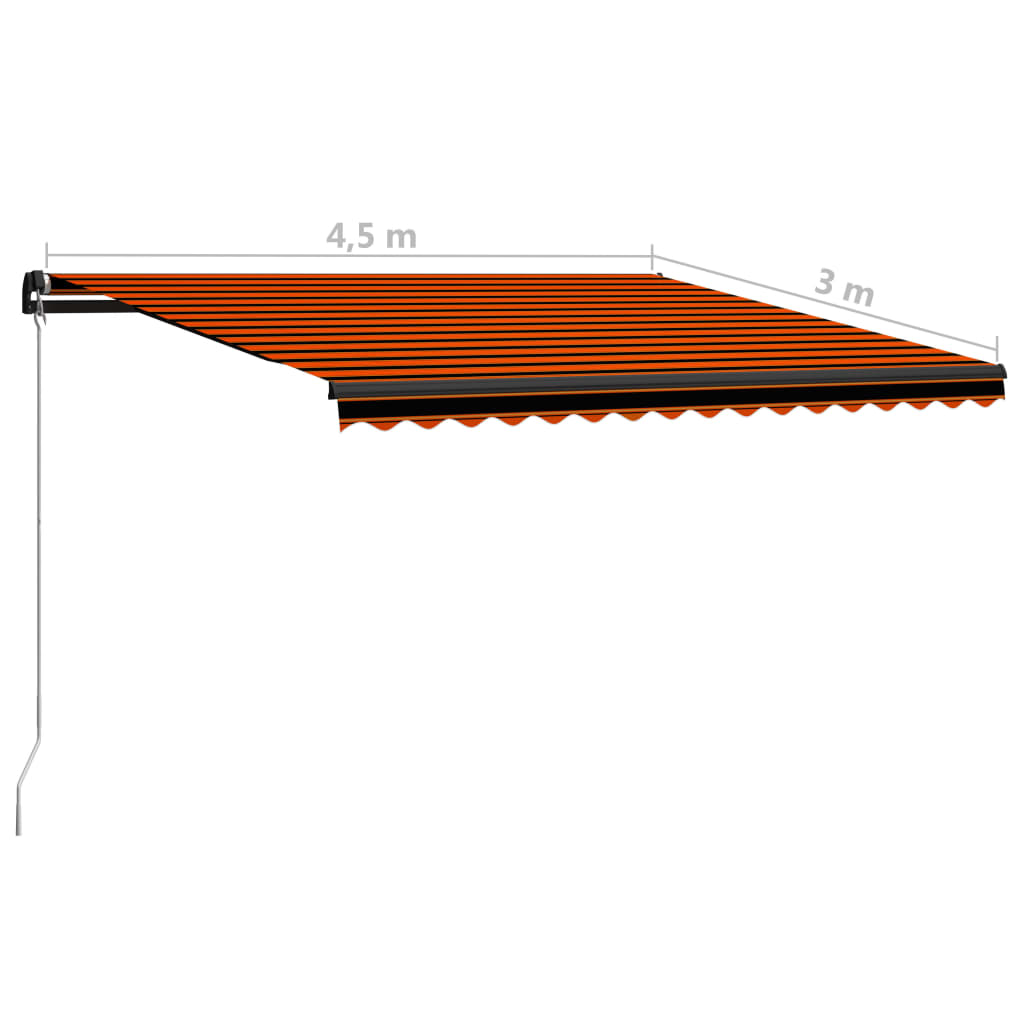 vidaXL Ręcznie zwijana markiza, 450 x 300 cm, pomarańczowo-brązowa