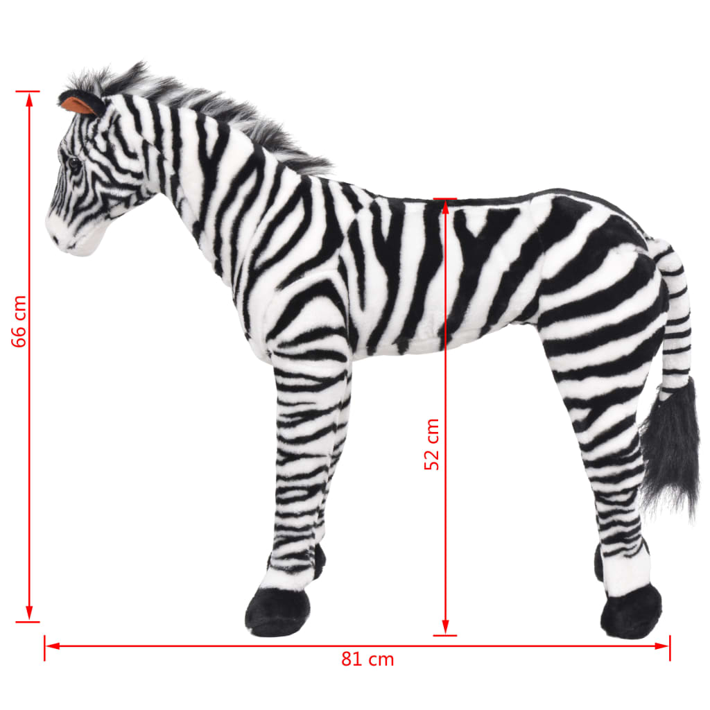 vidaXL Pluszowa zebra, stojąca, czarno-biała, XXL