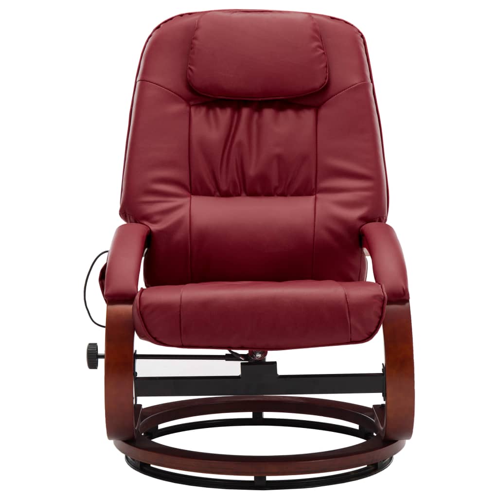 vidaXL Fotel do masażu z podnóżkiem, regulowany, kolor wina, ekoskóra