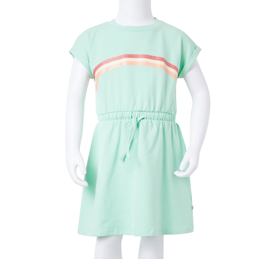 Sukienka dziecięca ze sznurkiem ściągającym, jasnozielona, 92