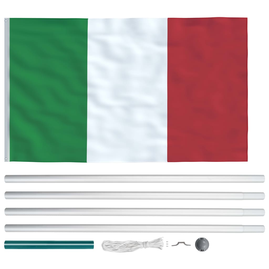 vidaXL Flaga Włoch z aluminiowym masztem, 6,2 m