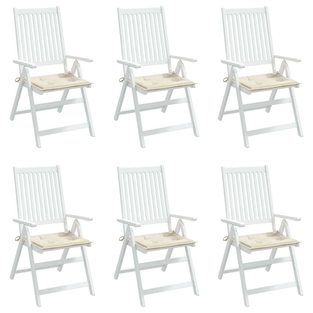 vidaXL Poduszki na krzesła ogrodowe, 6 szt., kremowe, 50x50x3 cm