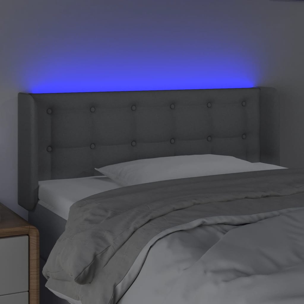 vidaXL Zagłówek do łóżka z LED, jasnoszary, 103x16x78/88 cm, tkanina