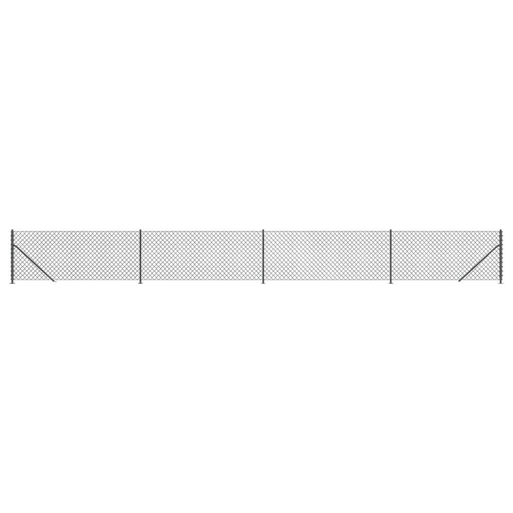 vidaXL Ogrodzenie z siatki, ze stopami słupków, antracytowe, 0,8x10 m