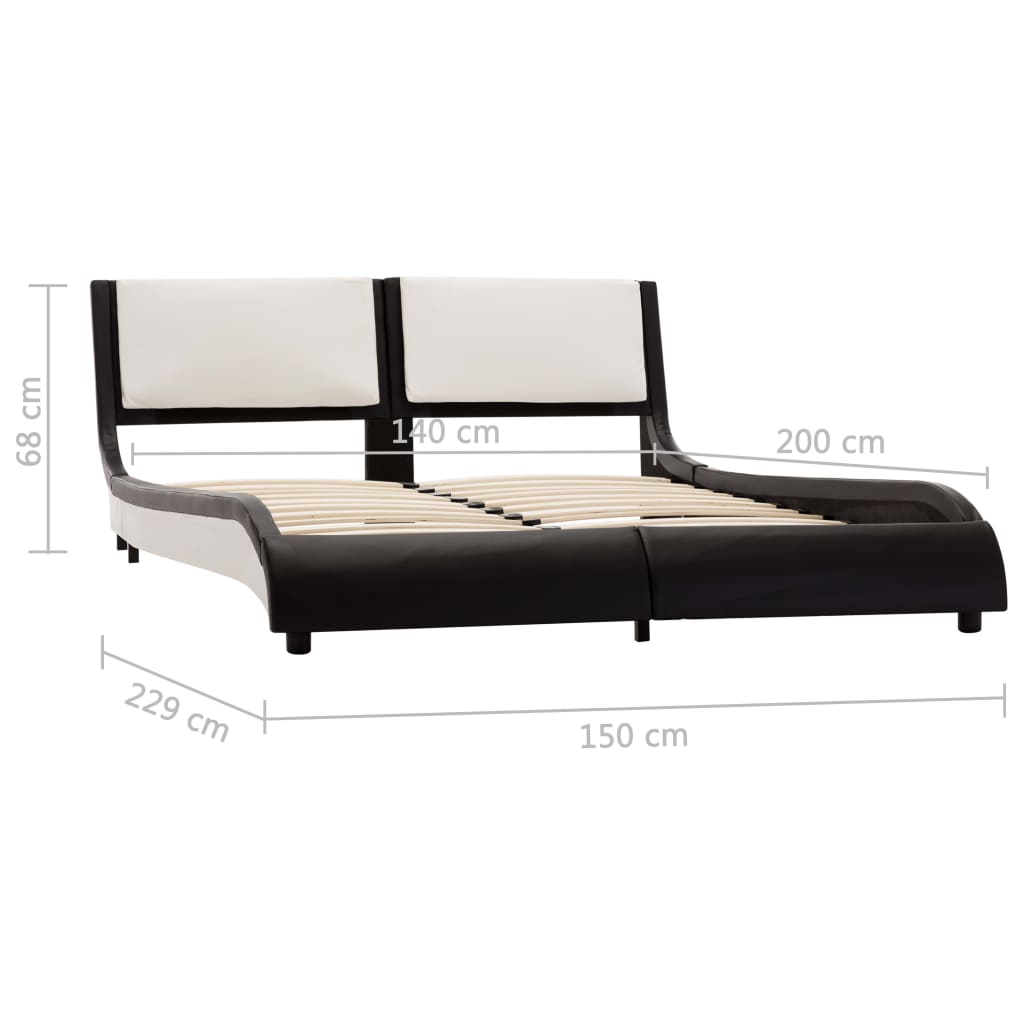 vidaXL Rama łóżka, czarno-biała, sztuczna skóra, 140 x 200 cm