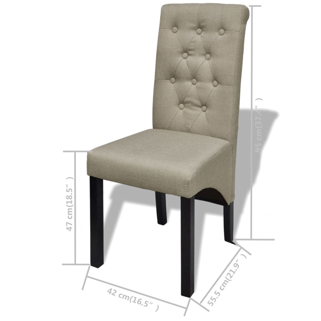 vidaXL Krzesła stołowe, 4 szt., beżowe, tkanina