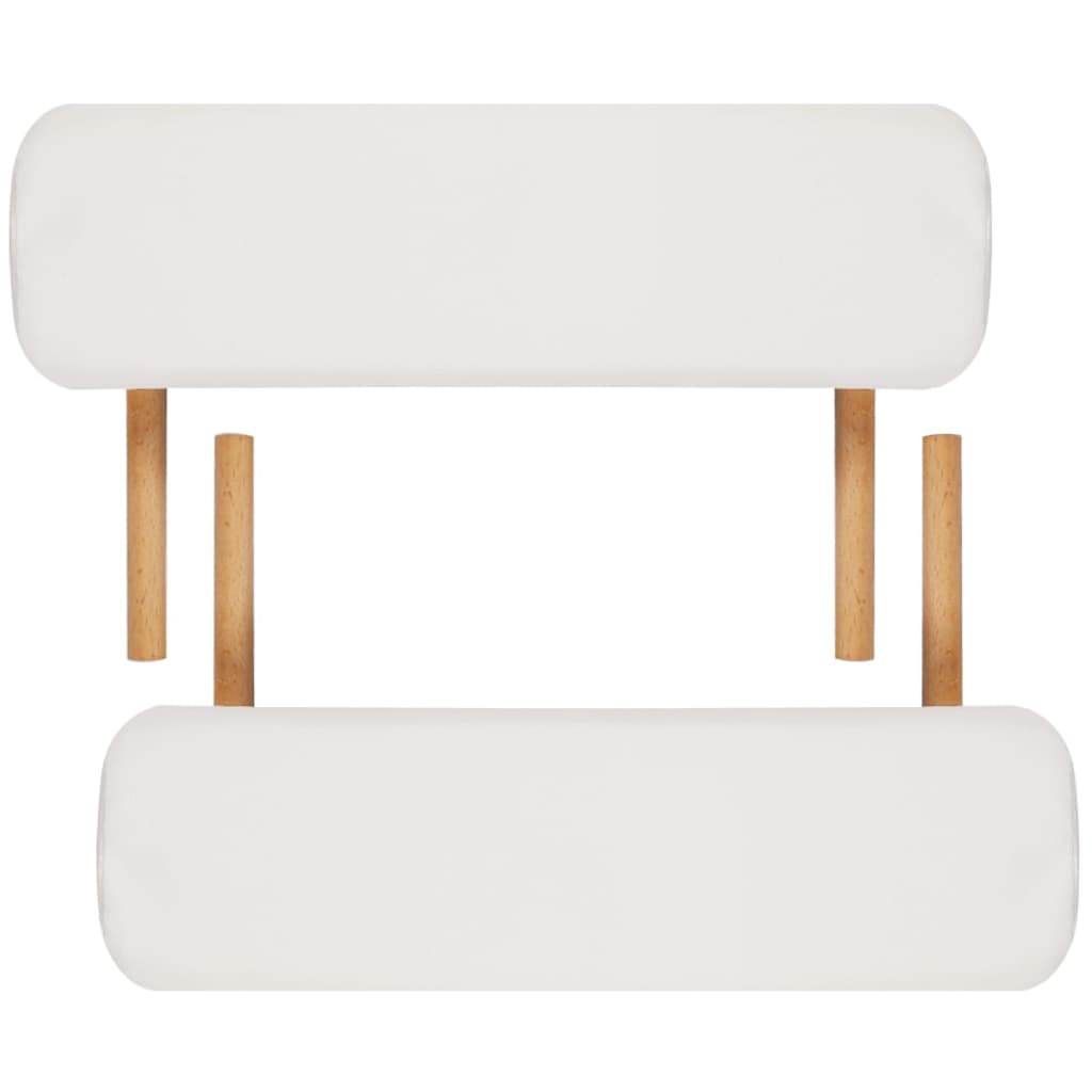 vidaXL Składany stół do masażu z drewnianą ramą, 3 strefy, kremowy