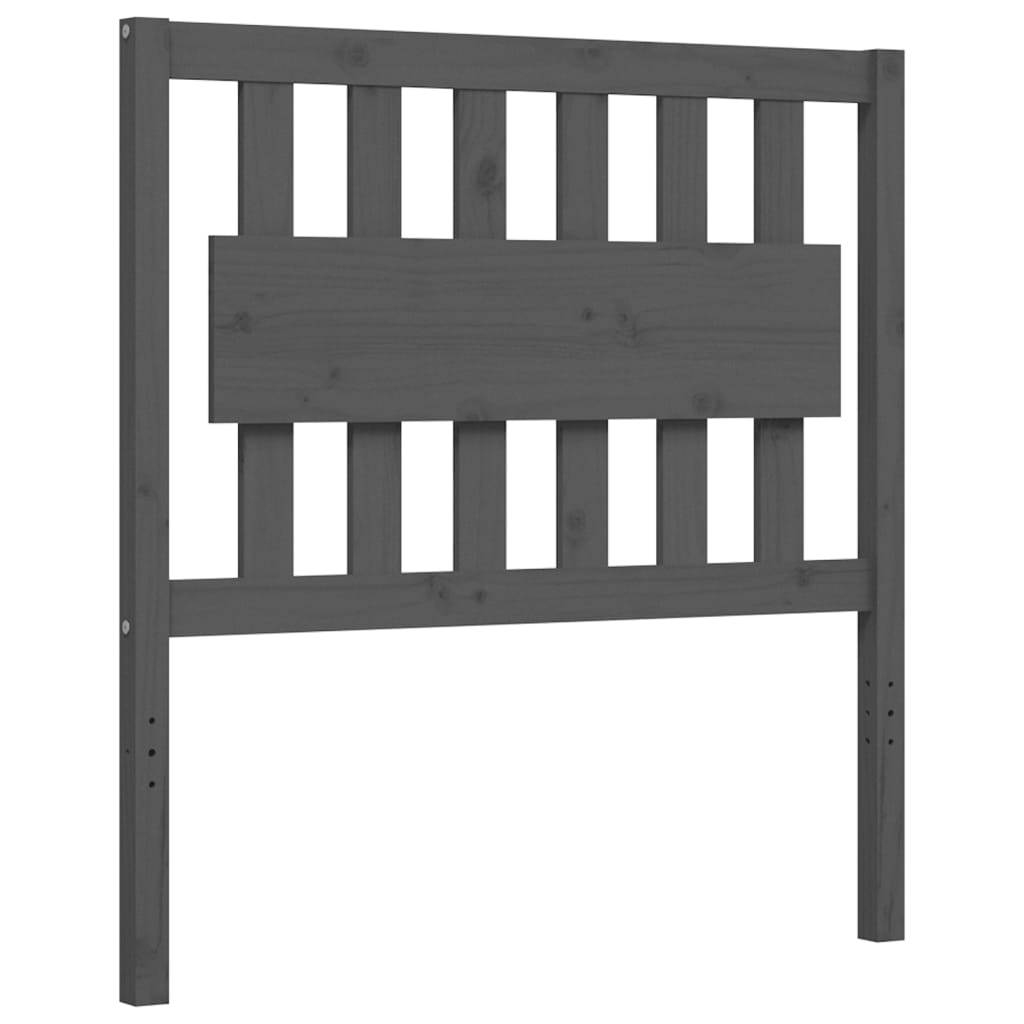 vidaXL Rama łóżka z wezgłowiem, szara, 90x200 cm, lite drewno