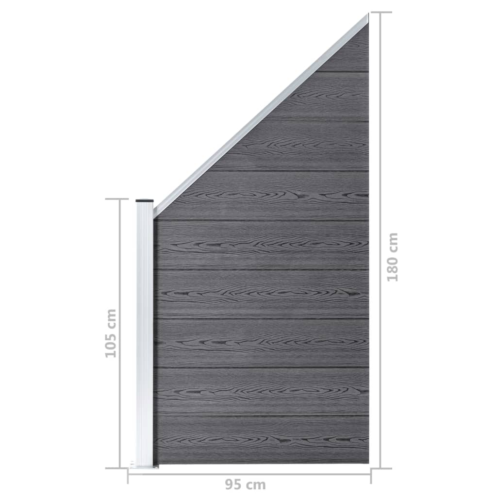 vidaXL Ogrodzenie WPC, 3 panele kwadratowe, 1 skośny, 619x186cm, szare
