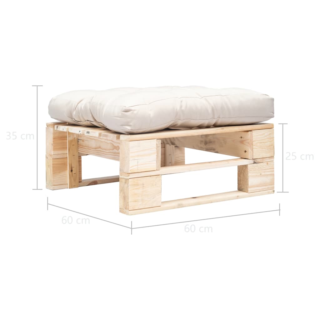 vidaXL Ogrodowy puf z palet, piaskowa poduszka, naturalne drewno