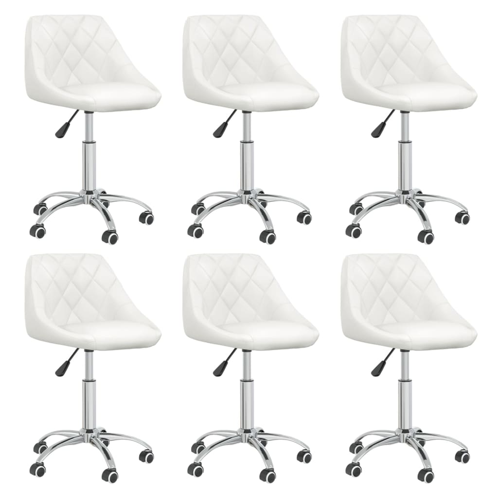 vidaXL Obrotowe krzesła stołowe, 6 szt., białe, sztuczna skóra