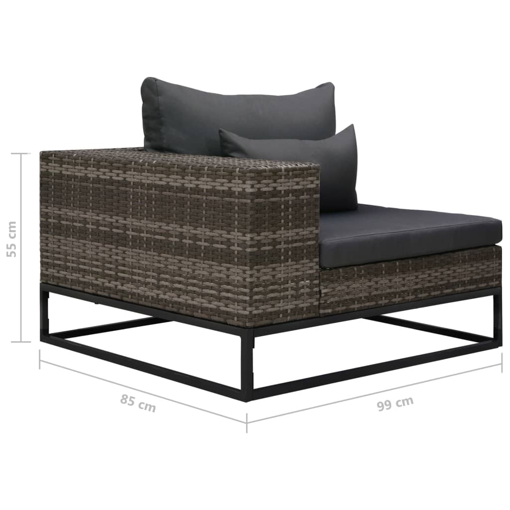 vidaXL 2-częściowa sofa do ogrodu, z poduszkami, polirattan, szara