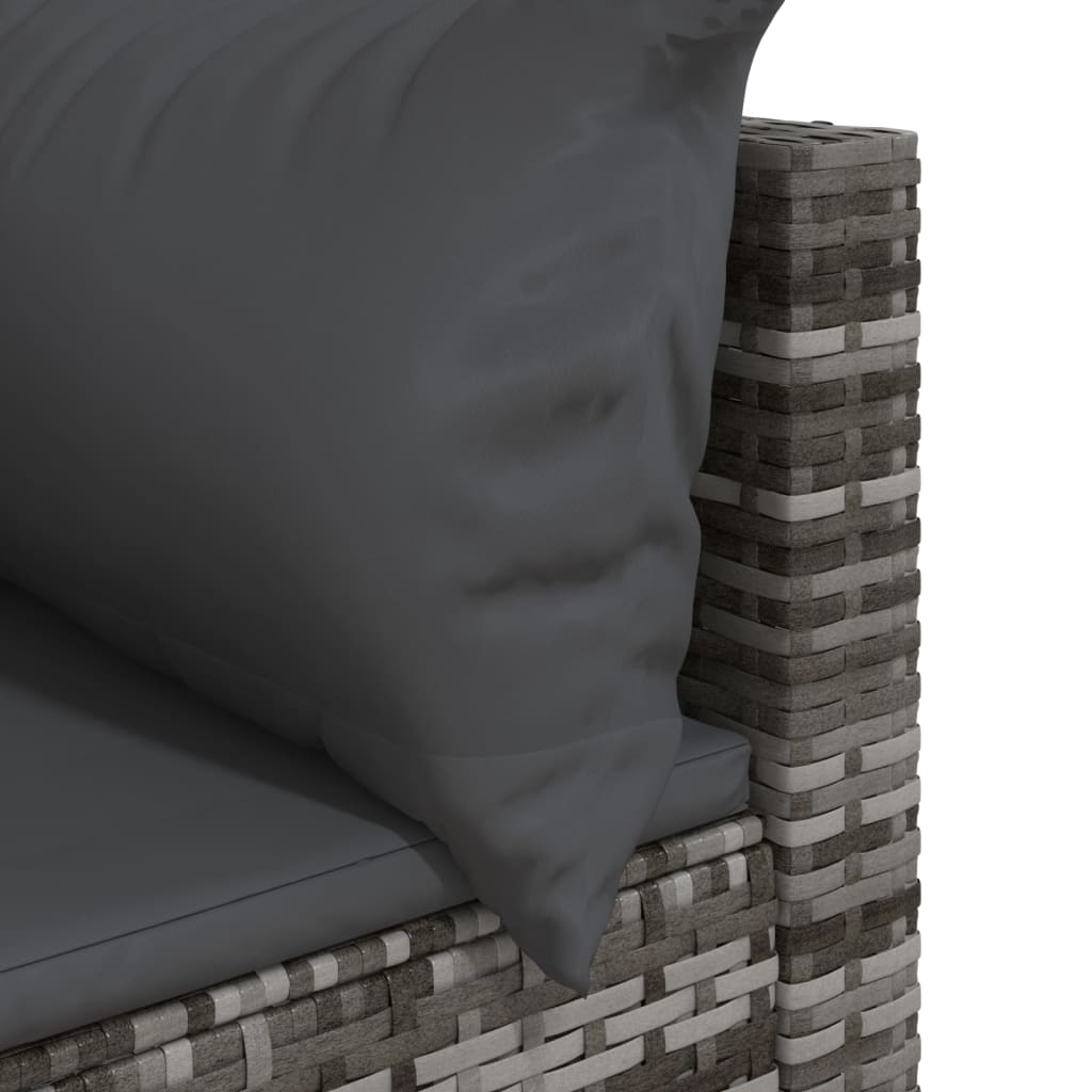 vidaXL Narożny moduł sofy z poduszkami, szary, polirattan