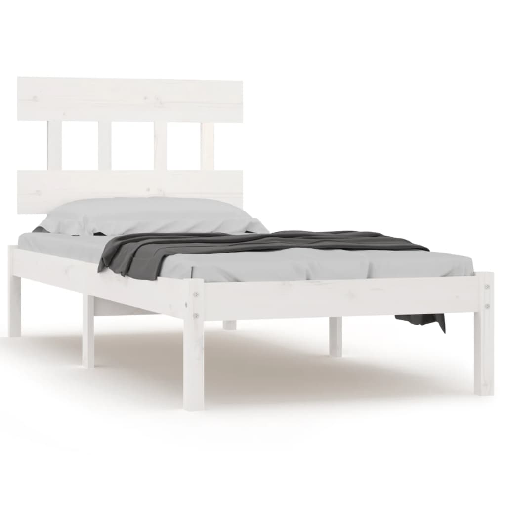 vidaXL Rama łóżka, biała, lite drewno, 75x190 cm, pojedyncza