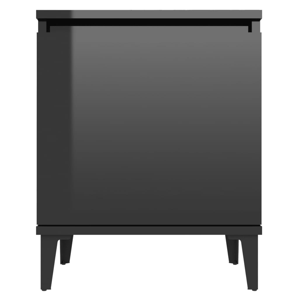 vidaXL 2 szafki nocne z metalowymi nogami, czarne, połysk, 40x30x50 cm