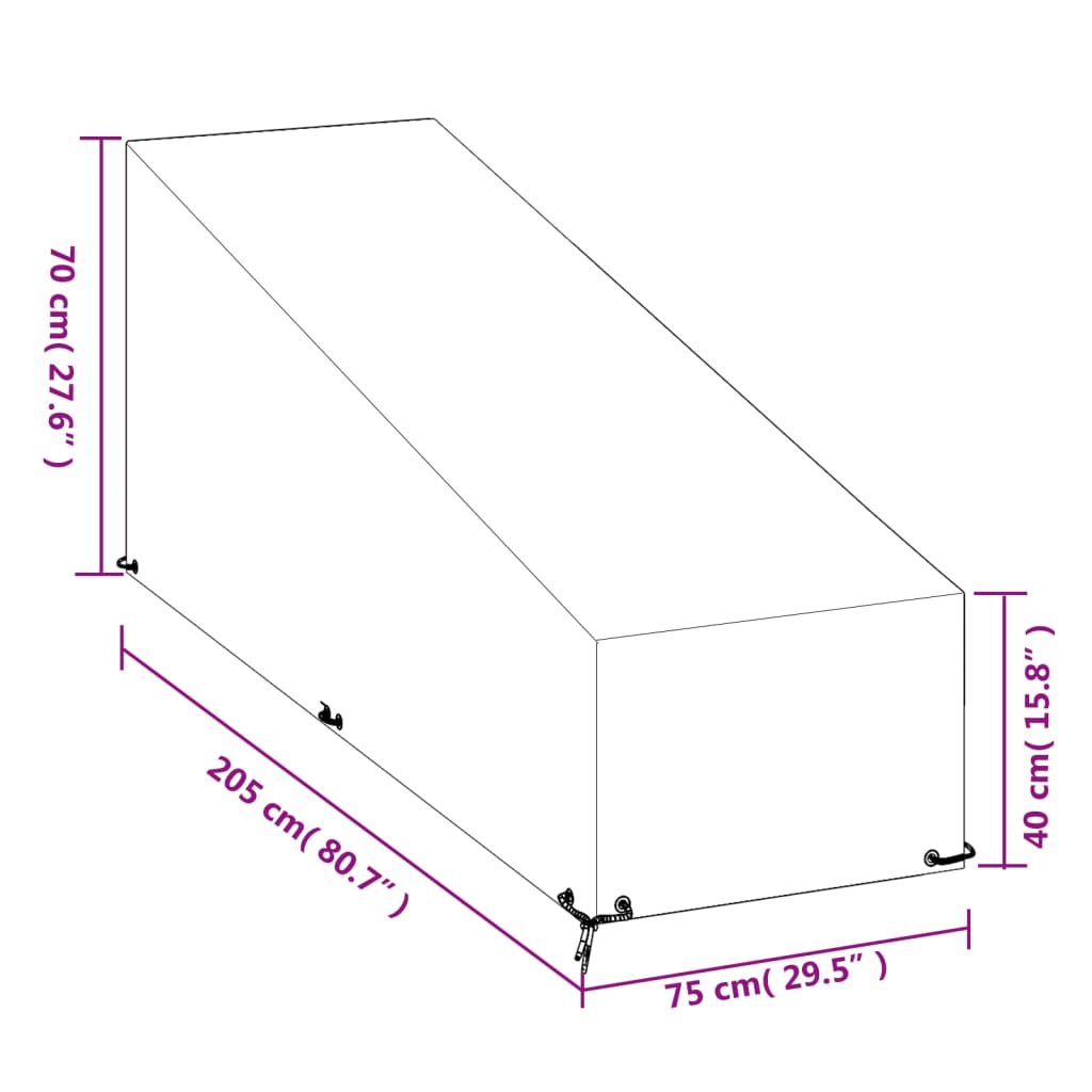 vidaXL Pokrowce na leżaki, 2 szt., 12 oczek, 205x75x40/70 cm, PE