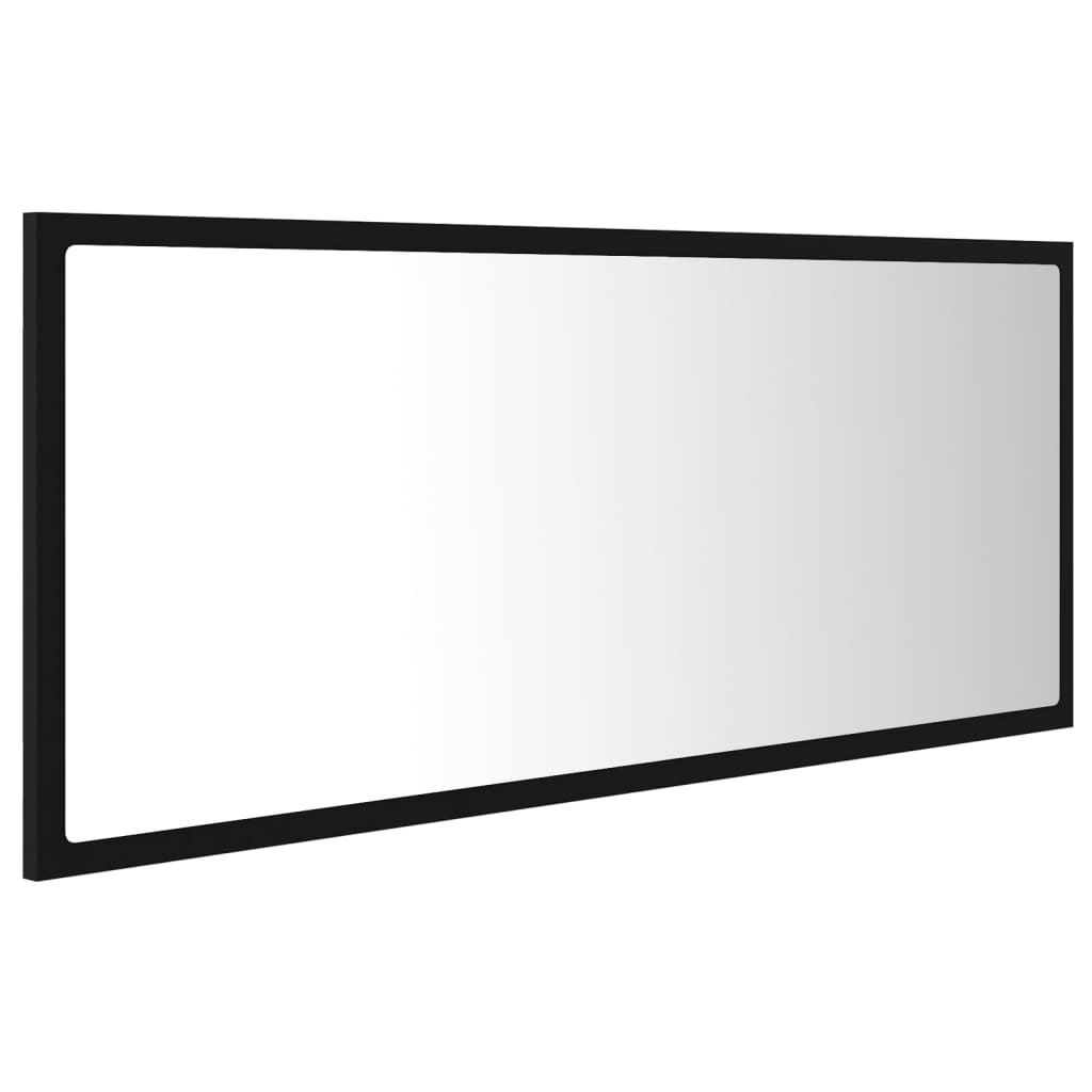 vidaXL Lustro łazienkowe z LED, czarne, 100x8,5x37 cm, akryl